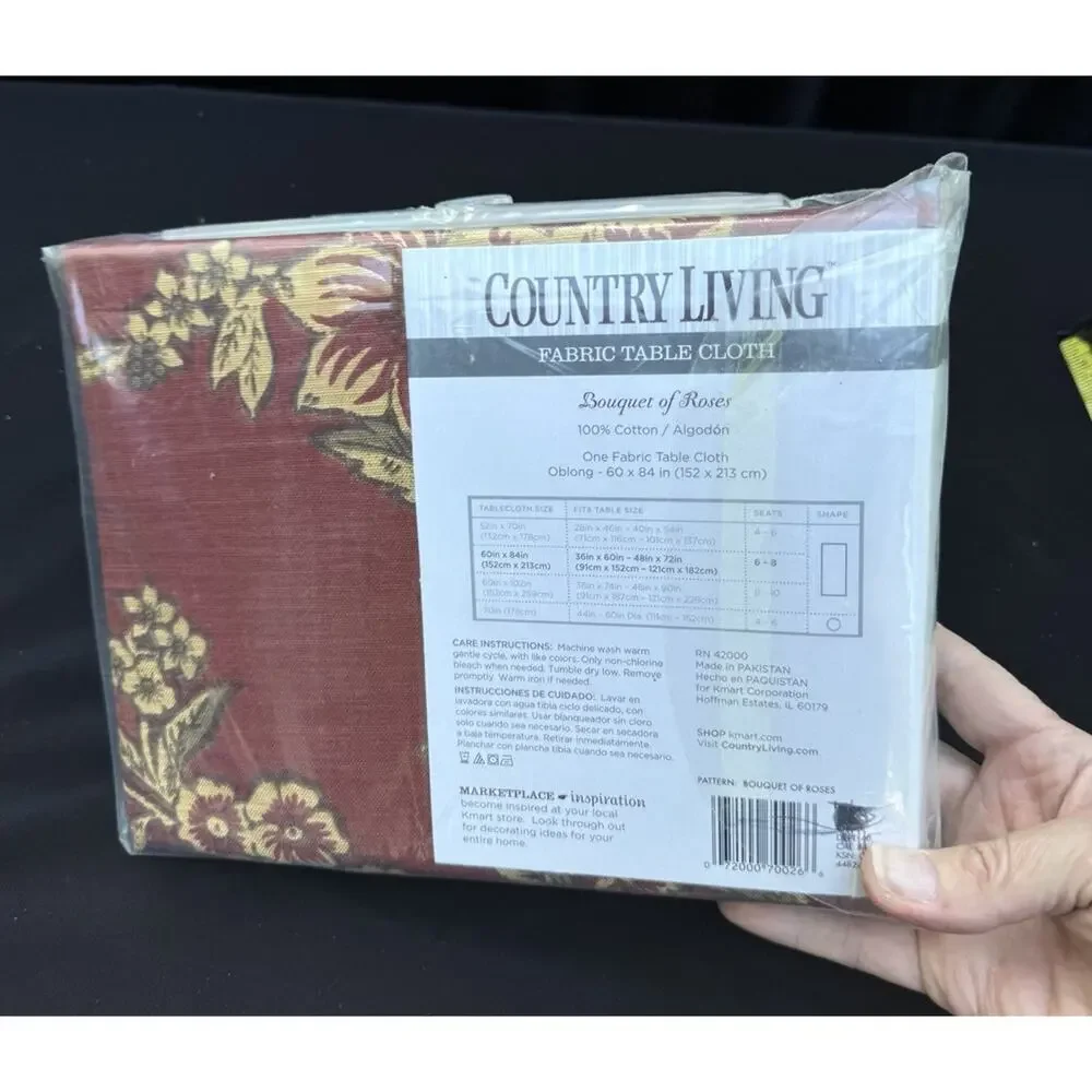 Vintage Country Living fabric table cloth Bouquet Of Roses Oblong 60x84 New!